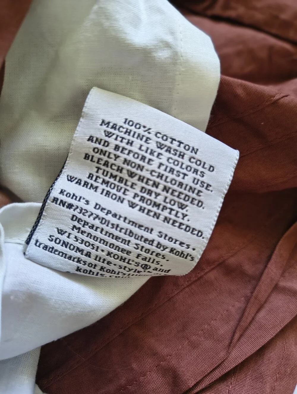 Sonoma 100% cotton